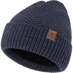 imageFZ FANTASTIC ZONE Winter Beanie Hats for Men Warm Knit Snow Ski Hat Skull Cap with Thick Fleece Lined Mens GiftsDark Blue