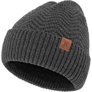 imageFZ FANTASTIC ZONE Winter Beanie Hats for Men Warm Knit Snow Ski Hat Skull Cap with Thick Fleece Lined Mens GiftsDark Grey