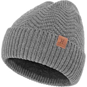 imageFZ FANTASTIC ZONE Winter Beanie Hats for Men Warm Knit Snow Ski Hat Skull Cap with Thick Fleece Lined Mens GiftsGrey