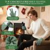 imageMens Winter Hat Long Scarf Touch Screen Gloves Knit Set with Warm Fleece Lined Beanie Hats Neck Warmer Gifts for MenArmy Green White