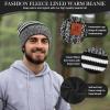 imageMens Winter Hat Long Scarf Touch Screen Gloves Knit Set with Warm Fleece Lined Beanie Hats Neck Warmer Gifts for MenBlack White