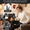 imageMens Winter Hat Long Scarf Touch Screen Gloves Knit Set with Warm Fleece Lined Beanie Hats Neck Warmer Gifts for MenBlack White