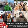 imageMens Winter Hat Long Scarf Touch Screen Gloves Knit Set with Warm Fleece Lined Beanie Hats Neck Warmer Gifts for MenBlack White
