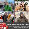 imageMens Winter Hat Long Scarf Touch Screen Gloves Knit Set with Warm Fleece Lined Beanie Hats Neck Warmer Gifts for MenGrey White