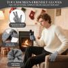 imageMens Winter Hat Long Scarf Touch Screen Gloves Knit Set with Warm Fleece Lined Beanie Hats Neck Warmer Gifts for MenGrey White