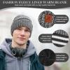 imageMens Winter Hat Long Scarf Touch Screen Gloves Knit Set with Warm Fleece Lined Beanie Hats Neck Warmer Gifts for MenGrey White