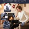 imageMens Winter Hat Long Scarf Touch Screen Gloves Knit Set with Warm Fleece Lined Beanie Hats Neck Warmer Gifts for MenNavy Blue White