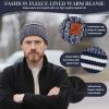 imageMens Winter Hat Long Scarf Touch Screen Gloves Knit Set with Warm Fleece Lined Beanie Hats Neck Warmer Gifts for MenNavy Blue White