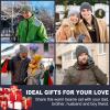 imageMens Winter Hat Long Scarf Touch Screen Gloves Knit Set with Warm Fleece Lined Beanie Hats Neck Warmer Gifts for MenNavy Blue White