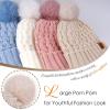 imageFZ FANTASTIC ZONE Winter Beanie Hats for Women with Fleece Lined Knitted Warm Womens Pom Pom Hat Chunky Cable Skull Cap GiftsOatmeal