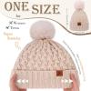 imageFZ FANTASTIC ZONE Winter Beanie Hats for Women with Fleece Lined Knitted Warm Womens Pom Pom Hat Chunky Cable Skull Cap GiftsOatmeal