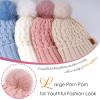 imageFZ FANTASTIC ZONE Winter Beanie Hats for Women with Fleece Lined Knitted Warm Womens Pom Pom Hat Chunky Cable Skull Cap GiftsPink