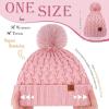 imageFZ FANTASTIC ZONE Winter Beanie Hats for Women with Fleece Lined Knitted Warm Womens Pom Pom Hat Chunky Cable Skull Cap GiftsPink