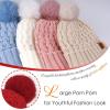 imageFZ FANTASTIC ZONE Winter Beanie Hats for Women with Fleece Lined Knitted Warm Womens Pom Pom Hat Chunky Cable Skull Cap GiftsRed