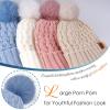 imageFZ FANTASTIC ZONE Winter Beanie Hats for Women with Fleece Lined Knitted Warm Womens Pom Pom Hat Chunky Cable Skull Cap GiftsSky Blue