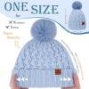 imageFZ FANTASTIC ZONE Winter Beanie Hats for Women with Fleece Lined Knitted Warm Womens Pom Pom Hat Chunky Cable Skull Cap GiftsSky Blue