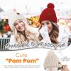 imageFZ FANTASTIC ZONE Winter Beanie Hats for Women with Fleece Lined Knitted Warm Womens Pom Pom Hat Chunky Cable Skull Cap GiftsWhite