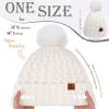 imageFZ FANTASTIC ZONE Winter Beanie Hats for Women with Fleece Lined Knitted Warm Womens Pom Pom Hat Chunky Cable Skull Cap GiftsWhite