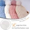 imageFZ FANTASTIC ZONE Winter Beanie Hats for Women with Fleece Lined Knitted Warm Womens Pom Pom Hat Chunky Cable Skull Cap GiftsWhite