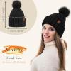 imageFZ FANTASTIC ZONE Womens Pom Pom Winter Hat Warm Cable Knit Beanie Hats for Women Skull Cap with Thick Fleece Lined GiftsBlack