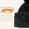 imageFZ FANTASTIC ZONE Womens Pom Pom Winter Hat Warm Cable Knit Beanie Hats for Women Skull Cap with Thick Fleece Lined GiftsBlack