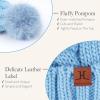 imageFZ FANTASTIC ZONE Womens Pom Pom Winter Hat Warm Cable Knit Beanie Hats for Women Skull Cap with Thick Fleece Lined GiftsLight Blue