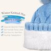 imageFZ FANTASTIC ZONE Womens Pom Pom Winter Hat Warm Cable Knit Beanie Hats for Women Skull Cap with Thick Fleece Lined GiftsLight Blue