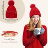imageFZ FANTASTIC ZONE Womens Pom Pom Winter Hat Warm Cable Knit Beanie Hats for Women Skull Cap with Thick Fleece Lined GiftsRed