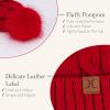 imageFZ FANTASTIC ZONE Womens Pom Pom Winter Hat Warm Cable Knit Beanie Hats for Women Skull Cap with Thick Fleece Lined GiftsRed