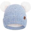 imageFZ FANTASTIC ZONE Toddler Kids Winter Hat Beanie Pompom Warm Fleece Baby Hats 06 12 Months 1 2 3 4 Year Old Girls Boys GiftsBlue