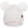 imageFZ FANTASTIC ZONE Toddler Kids Winter Hat Beanie Pompom Warm Fleece Baby Hats 06 12 Months 1 2 3 4 Year Old Girls Boys GiftsCream White