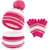 imageKids Toddler Winter Hat Gloves Infinity Scarf Set Warm Beanie Hats Neck Warmer with Fleece for Boys Girls Age 27 Baby GiftsRose Red