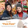 imageFZ FANTASTIC ZONE Winter Beanie Hats for Women with Fleece Lined Knitted Warm Womens Pom Pom Hat Chunky Cable Skull Cap GiftsBlack