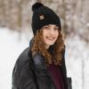 imageFZ FANTASTIC ZONE Winter Beanie Hats for Women with Fleece Lined Knitted Warm Womens Pom Pom Hat Chunky Cable Skull Cap GiftsBlack
