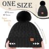 imageFZ FANTASTIC ZONE Winter Beanie Hats for Women with Fleece Lined Knitted Warm Womens Pom Pom Hat Chunky Cable Skull Cap GiftsBlack