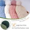 imageFZ FANTASTIC ZONE Winter Beanie Hats for Women with Fleece Lined Knitted Warm Womens Pom Pom Hat Chunky Cable Skull Cap GiftsMint Green