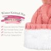imageFZ FANTASTIC ZONE Womens Pom Pom Winter Hat Warm Cable Knit Beanie Hats for Women Skull Cap with Thick Fleece Lined GiftsPink