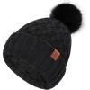 imageFZ FANTASTIC ZONE Winter Beanie Hats for Women with Fleece Lined Knitted Warm Womens Pom Pom Hat Chunky Cable Skull Cap GiftsBlack