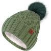 imageFZ FANTASTIC ZONE Winter Beanie Hats for Women with Fleece Lined Knitted Warm Womens Pom Pom Hat Chunky Cable Skull Cap GiftsMint Green
