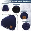 imageWinter Beanie Hat Scarf Touchscreen Gloves Set for Men and Women Beanie Gloves Neck Warmer Set with Warm Knit Fleece LinedDark Blue