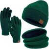 imageWinter Beanie Hat Scarf Touchscreen Gloves Set for Men and Women Beanie Gloves Neck Warmer Set with Warm Knit Fleece LinedDark Green