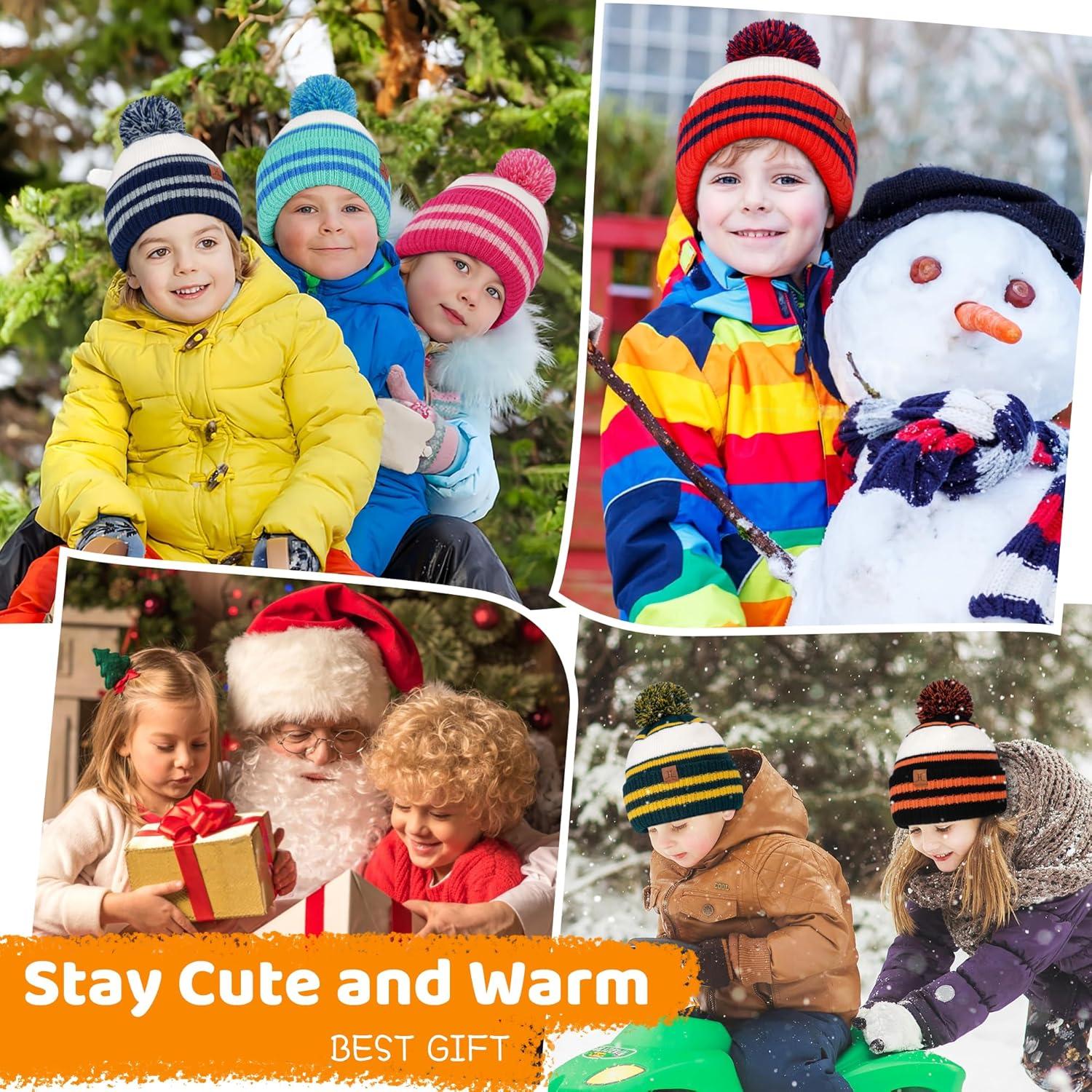 imageFZ FANTASTIC ZONE Kids Toddler Winter Hat Beanie with Warm Fleece Ski Baby Hats for 27 Years Skull Cap Baby Boys Girls GiftsBlack