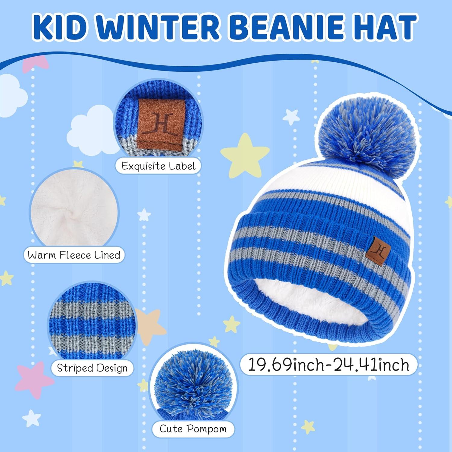 imageFZ FANTASTIC ZONE Kids Toddler Winter Hat Beanie with Warm Fleece Ski Baby Hats for 27 Years Skull Cap Baby Boys Girls GiftsBlue