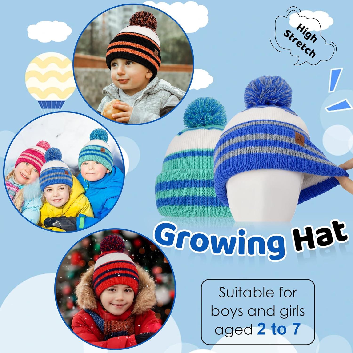 imageFZ FANTASTIC ZONE Kids Toddler Winter Hat Beanie with Warm Fleece Ski Baby Hats for 27 Years Skull Cap Baby Boys Girls GiftsBlue