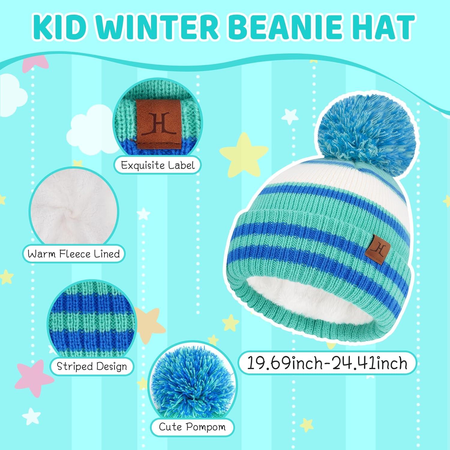 imageFZ FANTASTIC ZONE Kids Toddler Winter Hat Beanie with Warm Fleece Ski Baby Hats for 27 Years Skull Cap Baby Boys Girls GiftsLake Blue