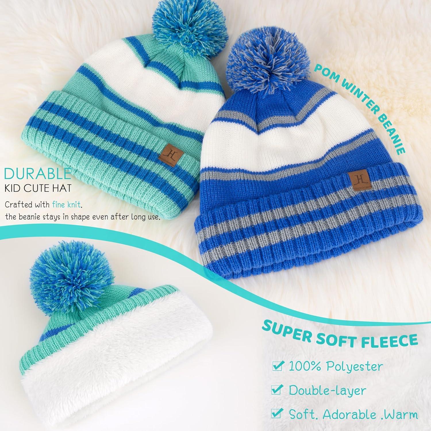 imageFZ FANTASTIC ZONE Kids Toddler Winter Hat Beanie with Warm Fleece Ski Baby Hats for 27 Years Skull Cap Baby Boys Girls GiftsLake Blue