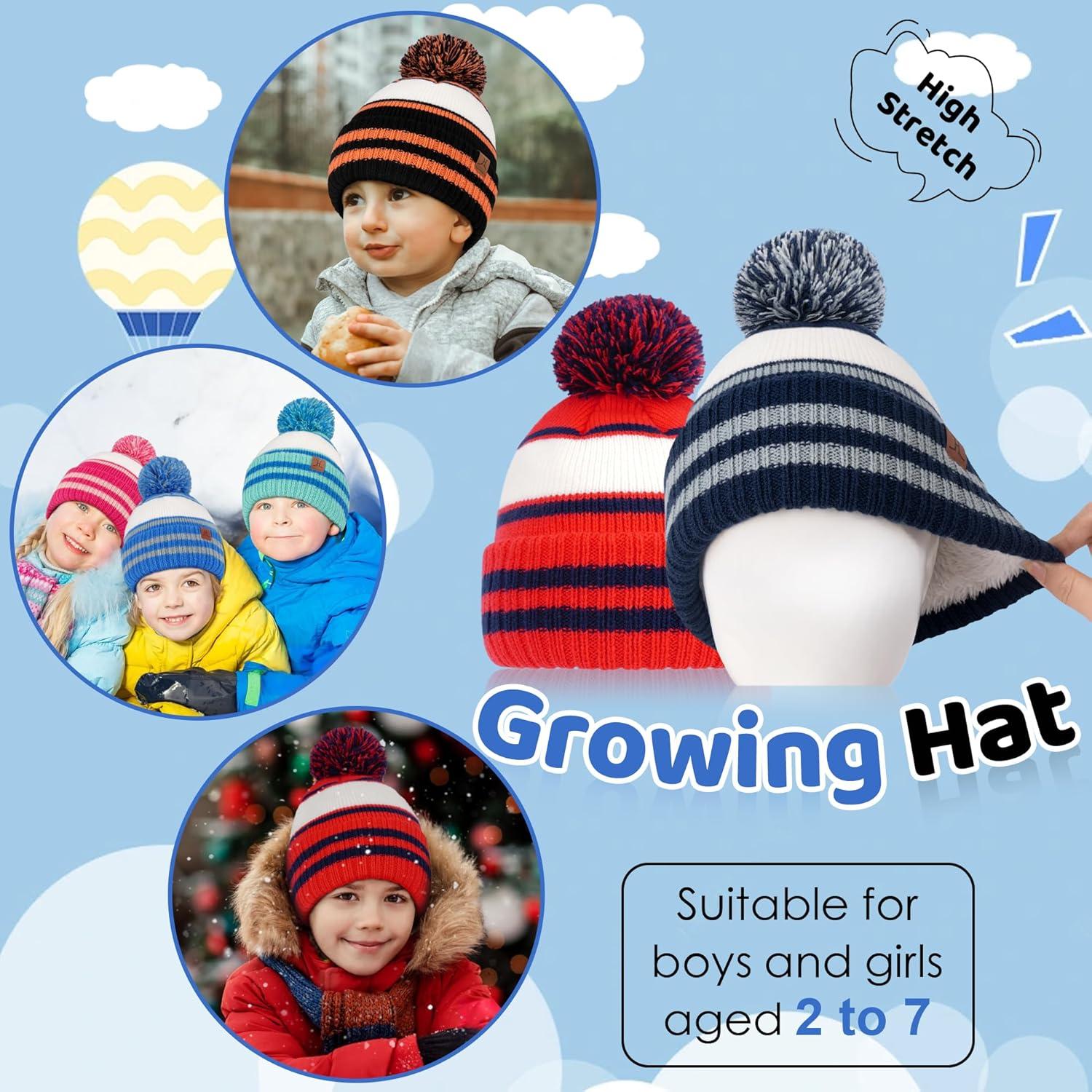 imageFZ FANTASTIC ZONE Kids Toddler Winter Hat Beanie with Warm Fleece Ski Baby Hats for 27 Years Skull Cap Baby Boys Girls GiftsNavy Blue