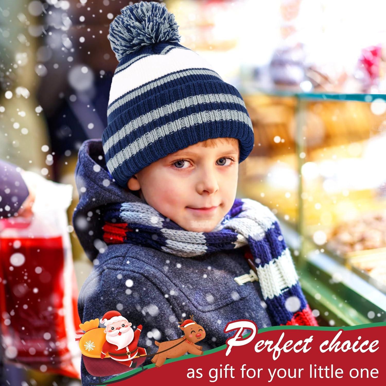 imageFZ FANTASTIC ZONE Kids Toddler Winter Hat Beanie with Warm Fleece Ski Baby Hats for 27 Years Skull Cap Baby Boys Girls GiftsNavy Blue