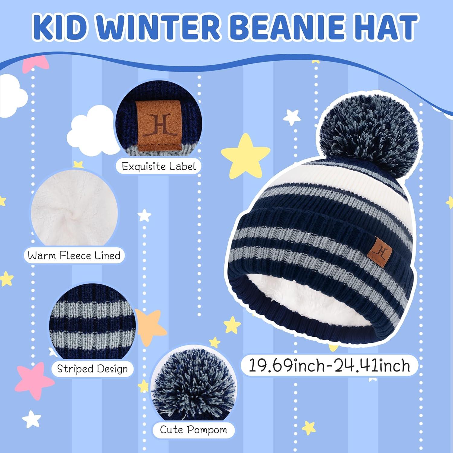 imageFZ FANTASTIC ZONE Kids Toddler Winter Hat Beanie with Warm Fleece Ski Baby Hats for 27 Years Skull Cap Baby Boys Girls GiftsNavy Blue