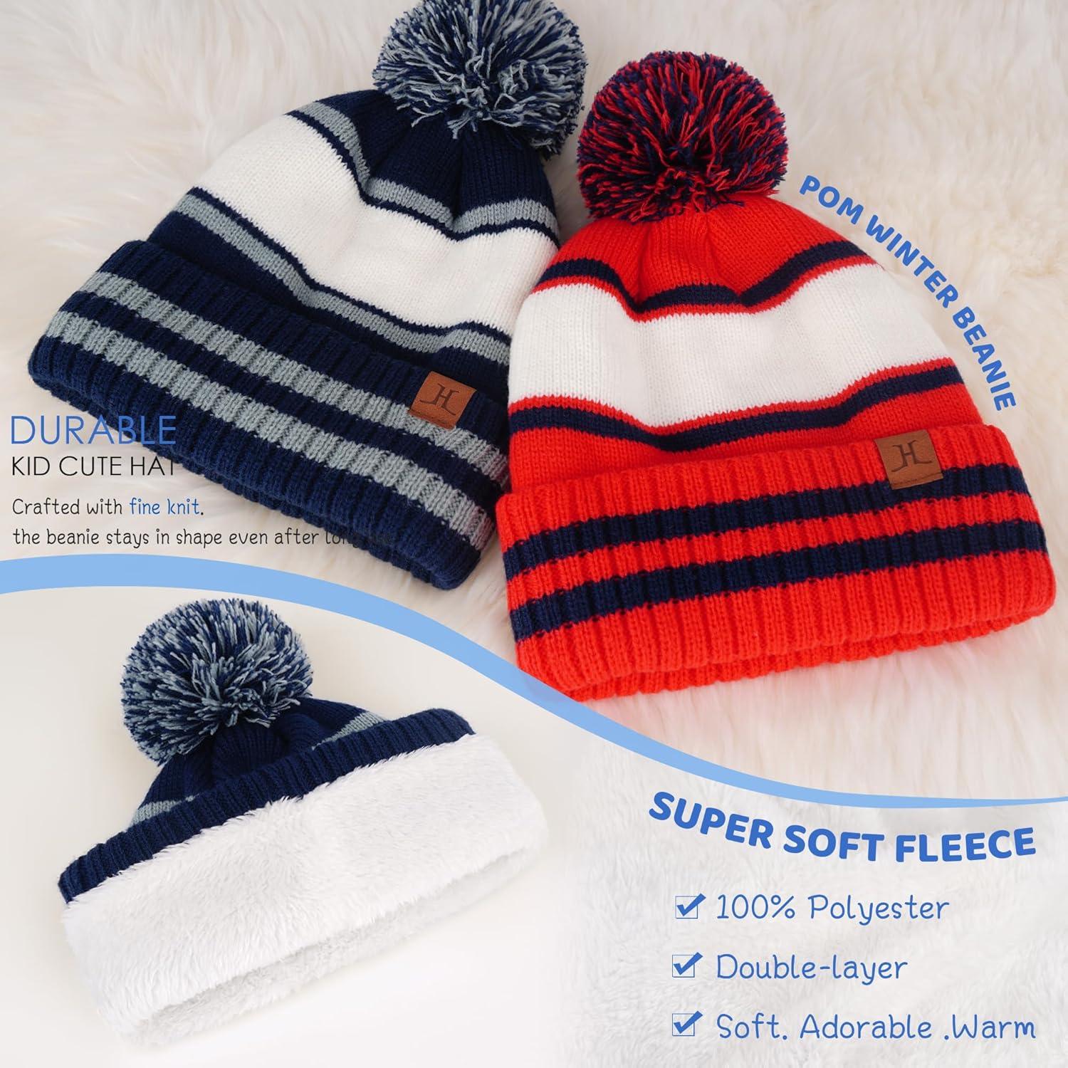 imageFZ FANTASTIC ZONE Kids Toddler Winter Hat Beanie with Warm Fleece Ski Baby Hats for 27 Years Skull Cap Baby Boys Girls GiftsNavy Blue